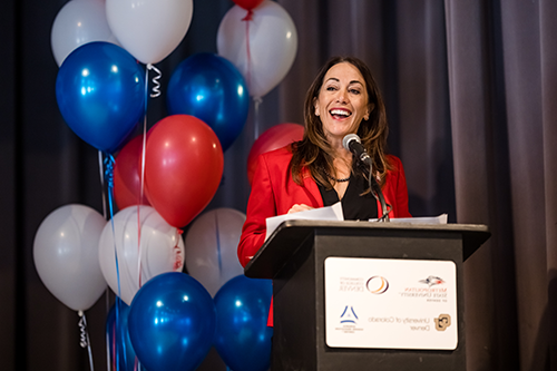 President Janine Davidson speaks at Veterans Day 2022